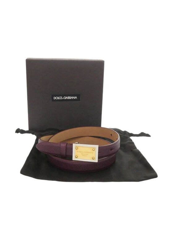Dolce & Gabbana Logo Plate Buckle Leather Purple Belt main image 6